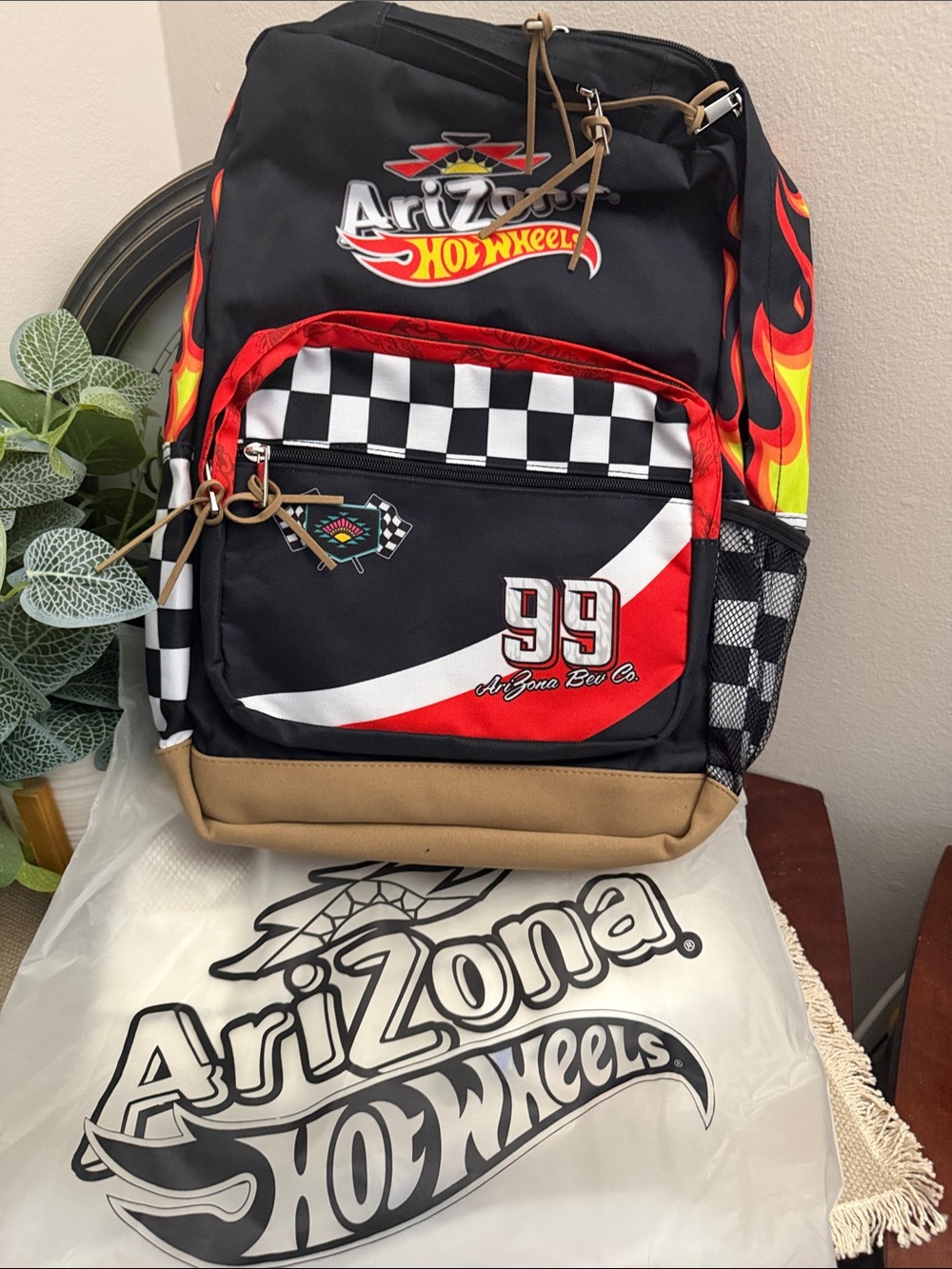 Arizona Hot Wheels Black & Red Racing Backpack that’s Fire - cool graphics!